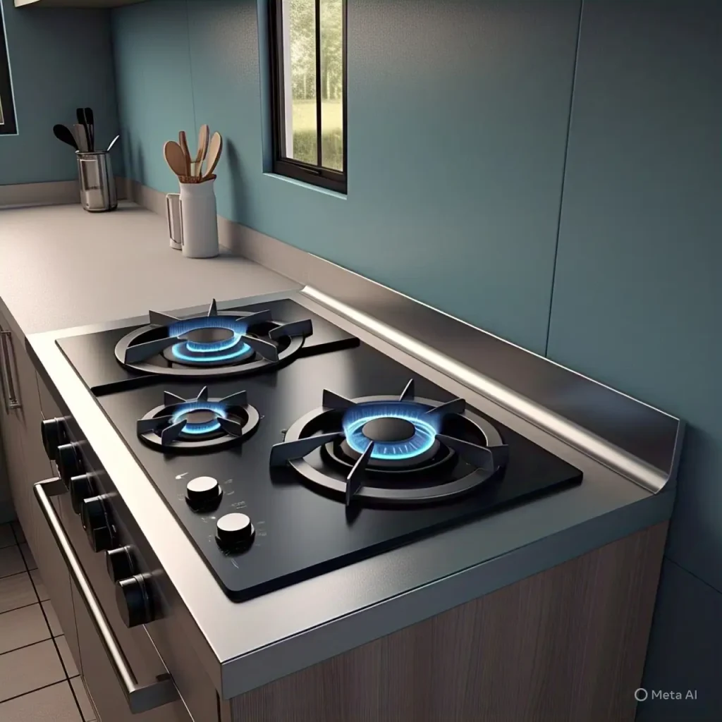 burning cooktop in small kitchen